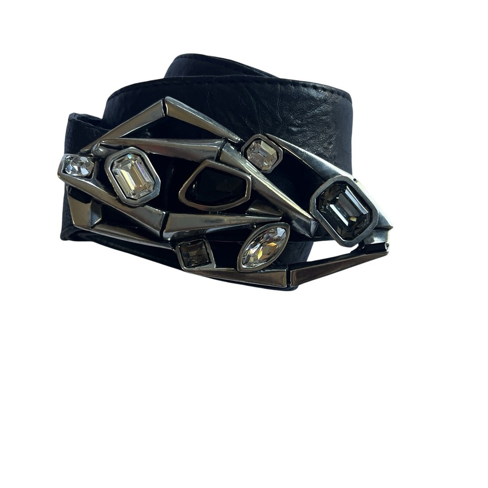 Connie Bates Farenheit Custom Belt Crystal Stones Jeweled Buckle Glam Rock‎